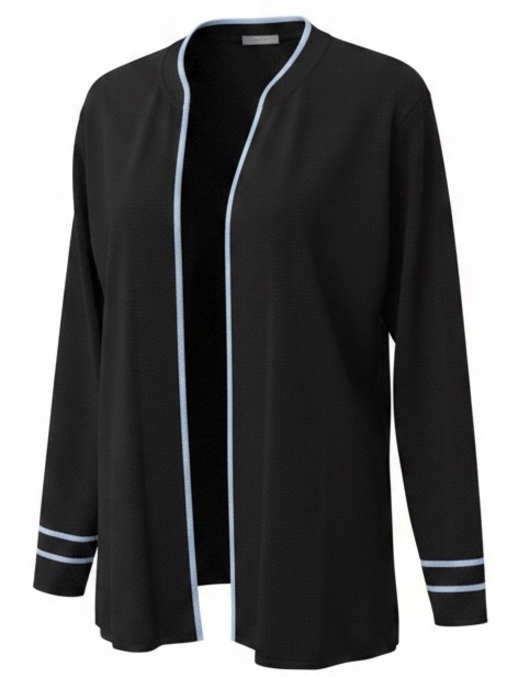 Exclusively Misook Black Cardigan with Blue Trim Womens size Large